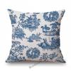 Französischer Toile De Jouy Delfter blauer Flamingo-Vogel-Tiger-Königshof-Muster, eleganter dekorativer Sofa-Kissenbezug, Kissenbezug