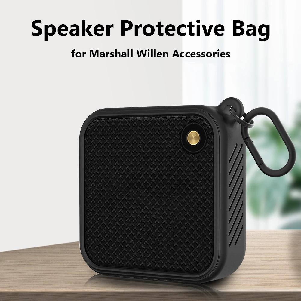 Speaker Silicone Carrying Storage Bag Portable Shockproof Protective Sleeve Anti-fall with Metal Hook for Marshall Willen