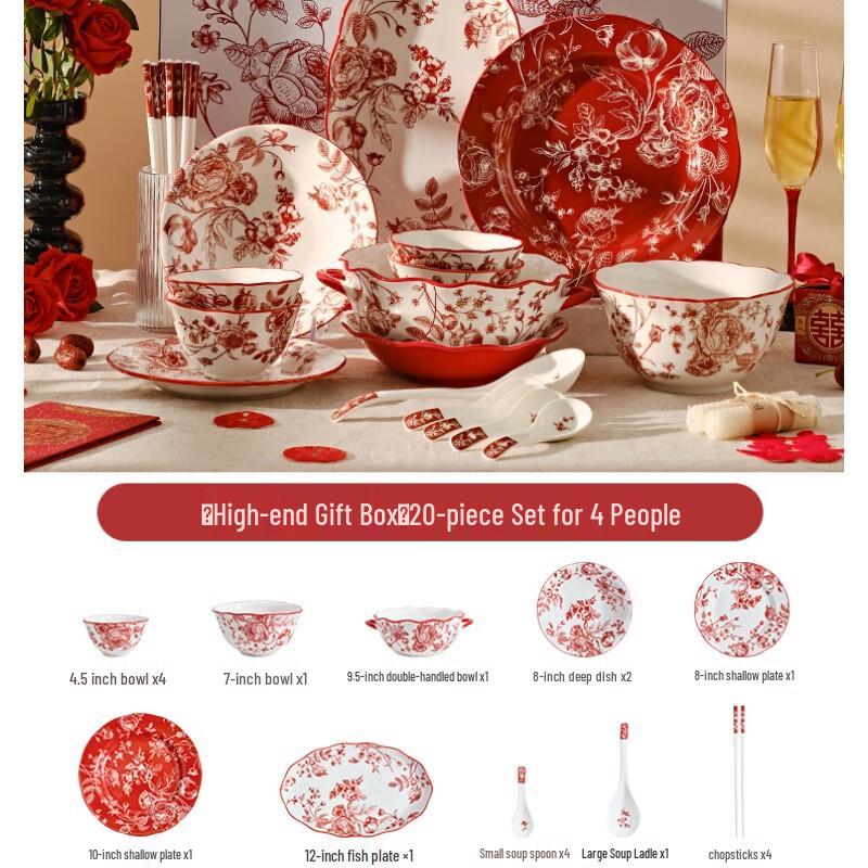 Set di Piatti in Ceramica Rose Holiday di Naijiang