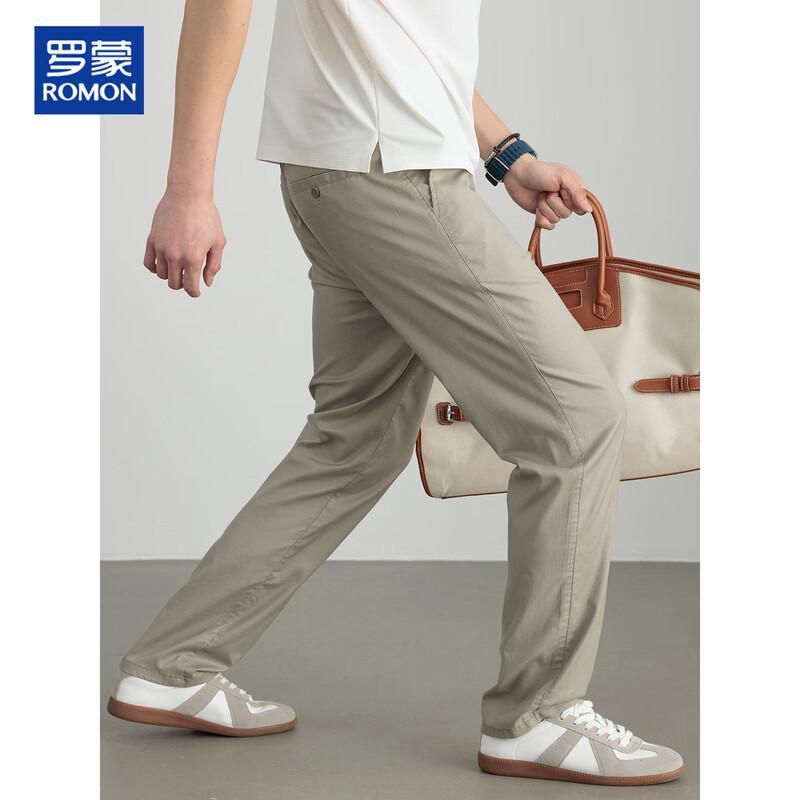 

ROMON Men s Cotton-Linen Straight-Leg Casual Pants 35