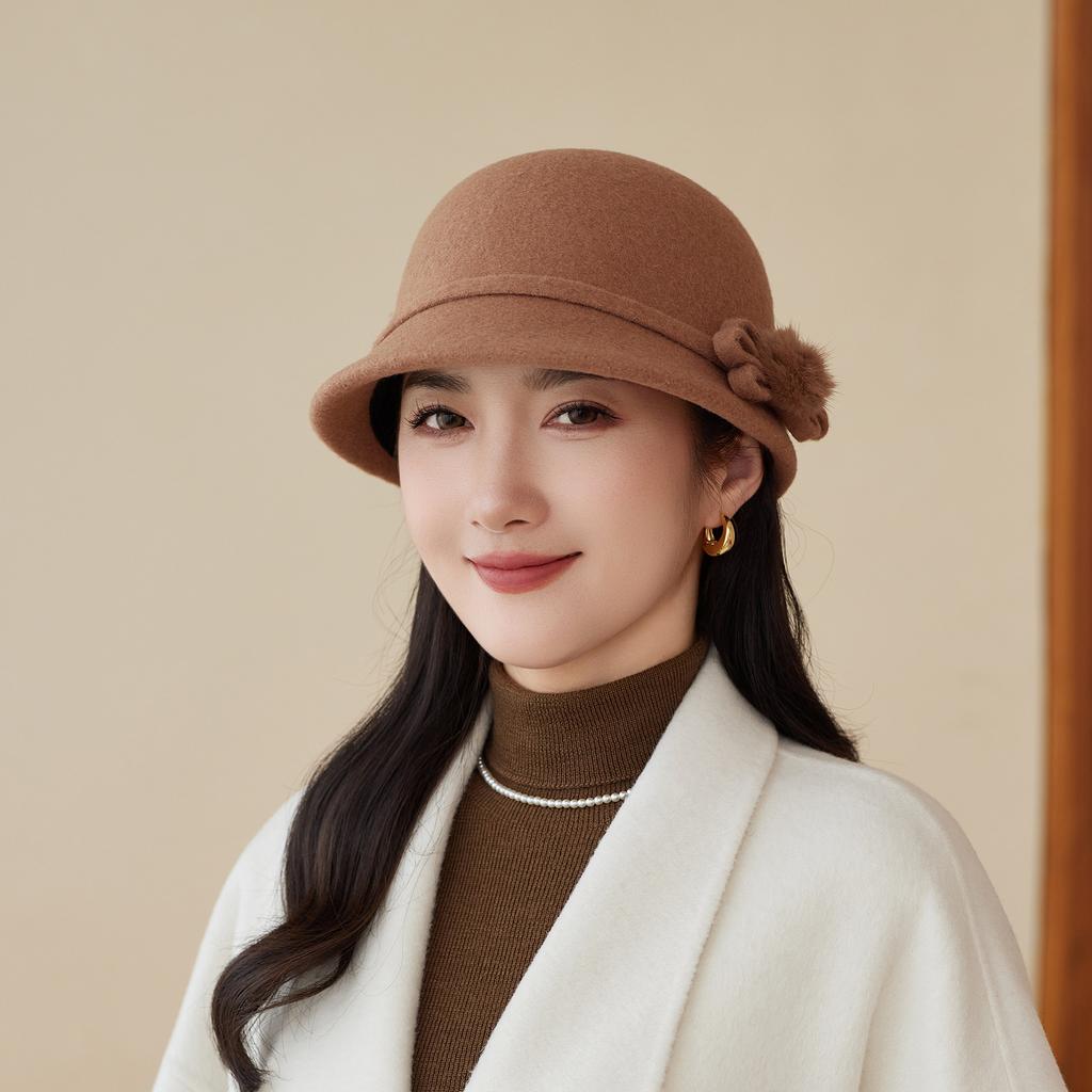 Autumn and Winter New Woolen Basin Hat Women's Outdoor Warm Fashion Fisherman Hat