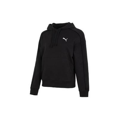 Solid Color Casual Loose Hooded Long Sleeve Sweatshirt Women Sweatshirt Black 682158-01