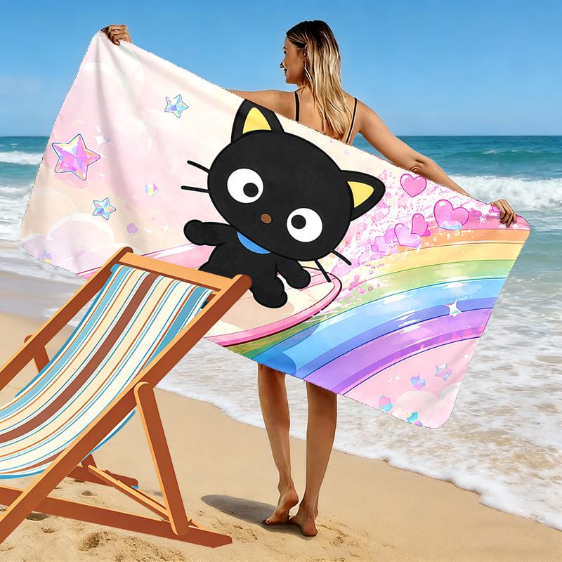 Chococat Print Beach Towel, Large Soft Quick Dry Towel for Beach Camping Swimming