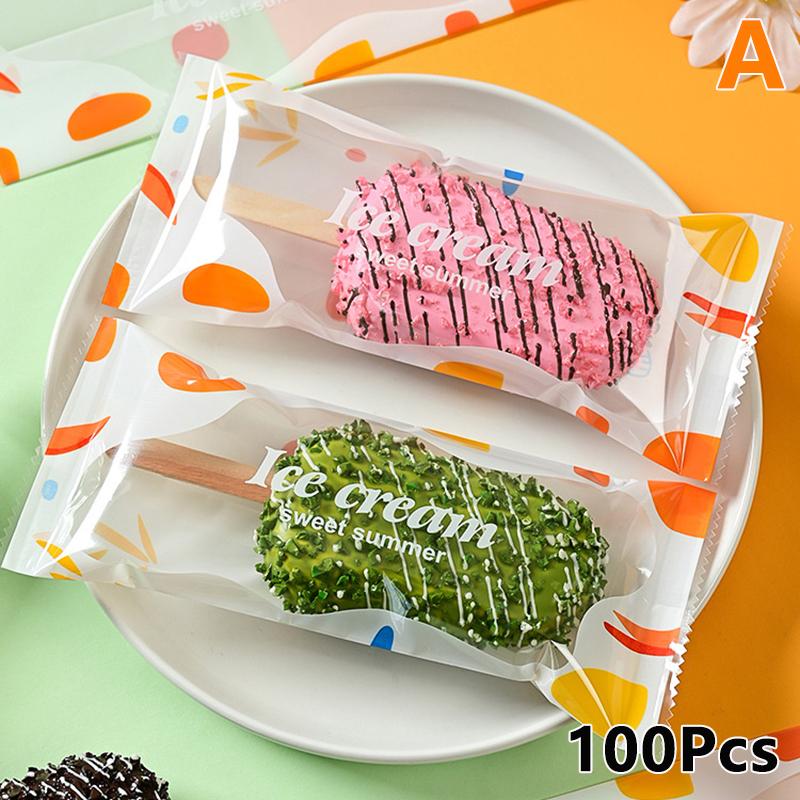 100Pcs Disposable Ice Popsicles Bags Thick Frozen Pops Handmade Ice Cream Plastic Wrappers For Candy Food Grade Packing Bag