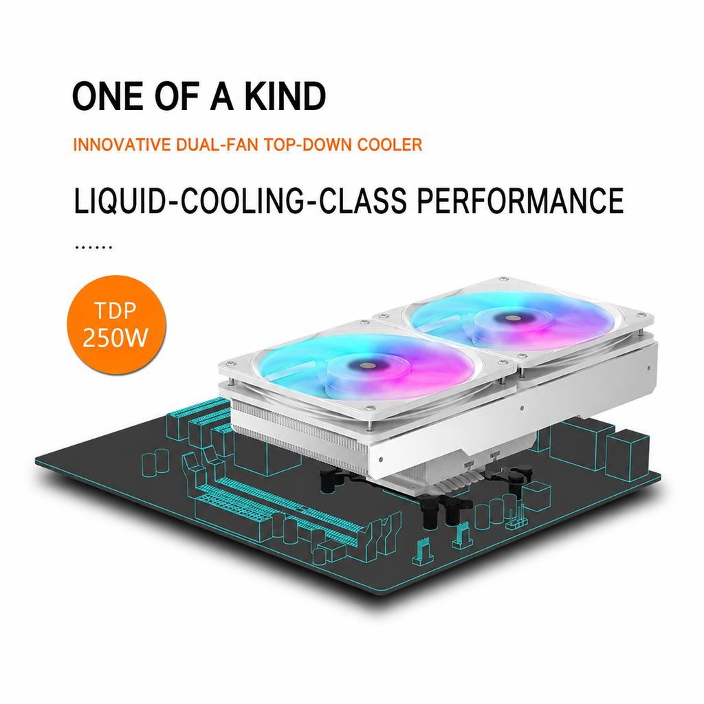 JF13K DIAMOND ARGB CPU Air Cooler 7 Heatpipes Dual PWM Fans 250W TDP for Intel LGA1700 1200 AMD AM4 AM5