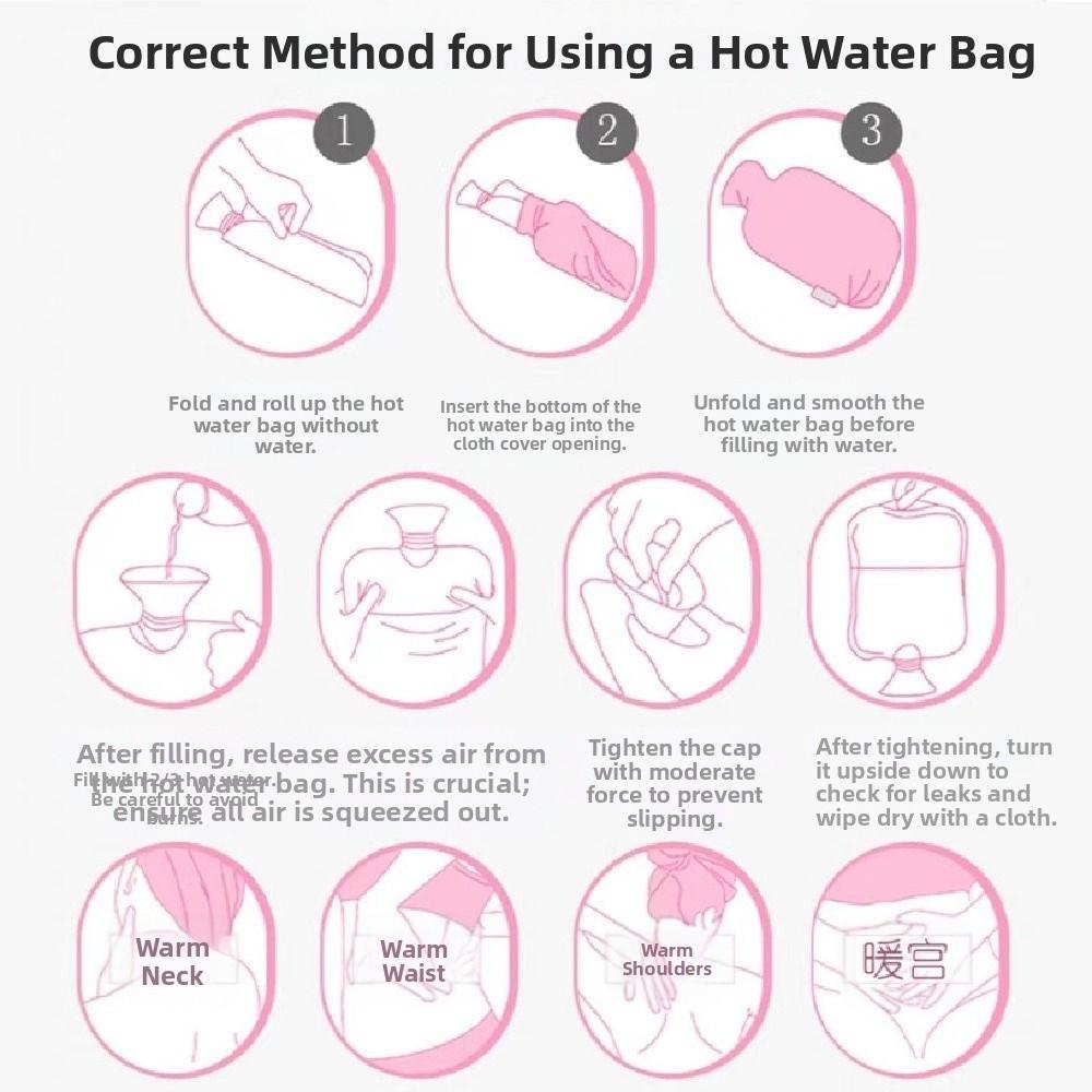 Leak-proof Hot Water Bottles Removable Water-filling Bottle Cartoon Hand Warmers  Hand and Feet