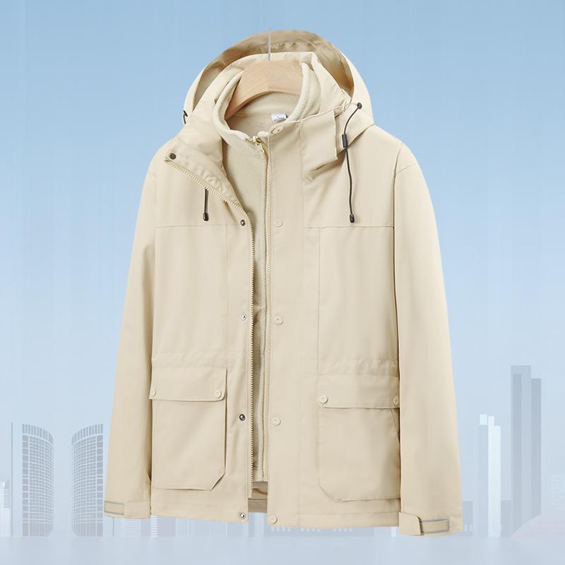Unisex Three-in-One Windproof Mountaineering Jacket Set with Embroidered Logo