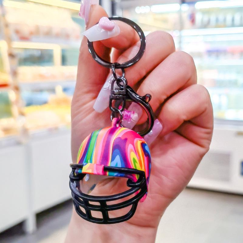 Portachiavi Casco da Rugby Stile Americano Giocattolo in Miniatura