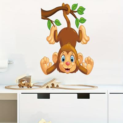Adesivi murali autoadesivi a forma di scimmia carina appesa al ramo, per camera da letto, soggiorno, veranda, decorazione per la casa, decalcomanie decorative rimovibili