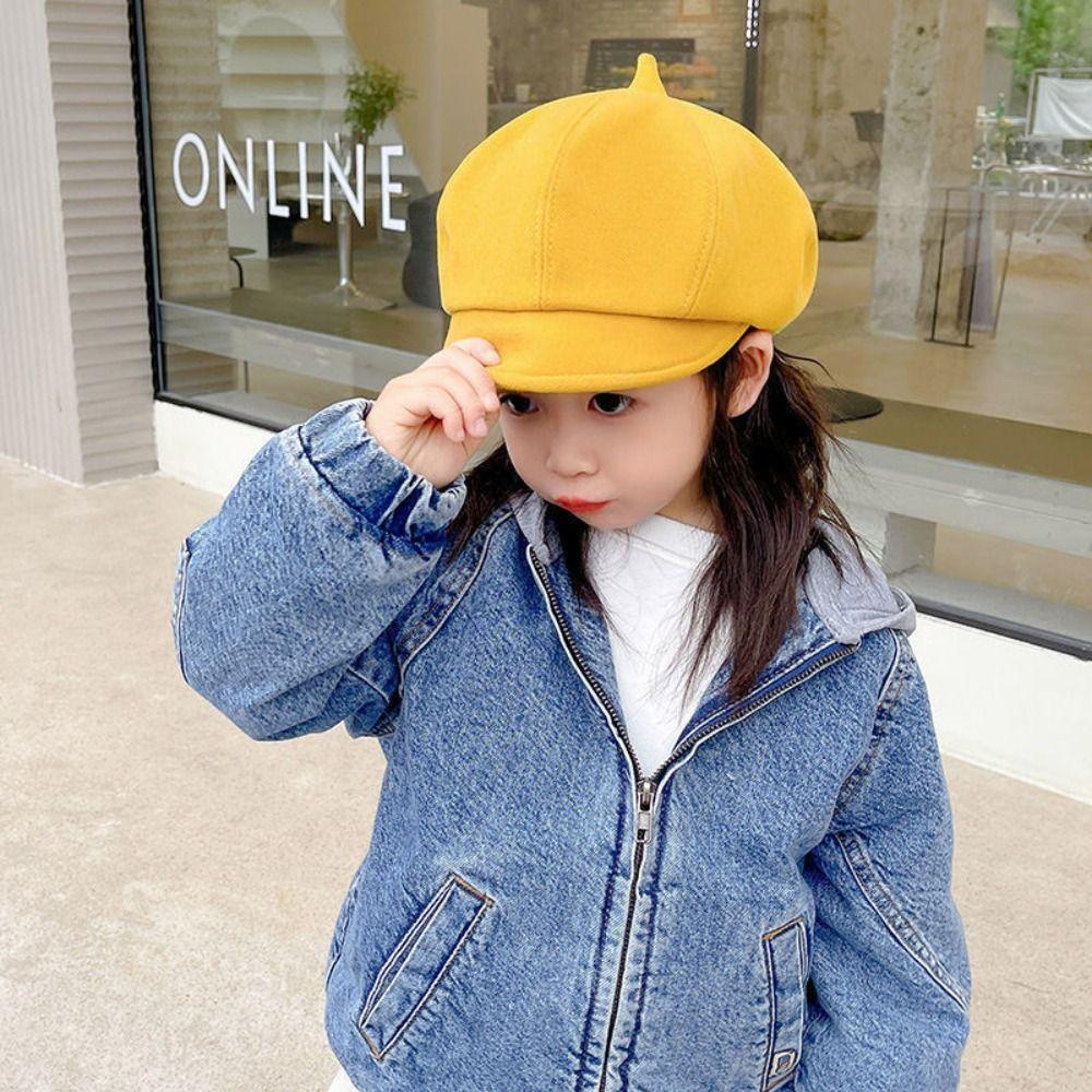 Y2K Kids Berets Cap Flat Children Newsboy Cap Soft Octagonal Hat  Boys