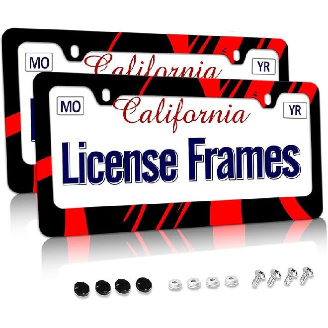 Hibiscus Flower License Plate Frame Hibiscus License Plate Covers Floral Car License Plate Holder Tag Frame For Women one size