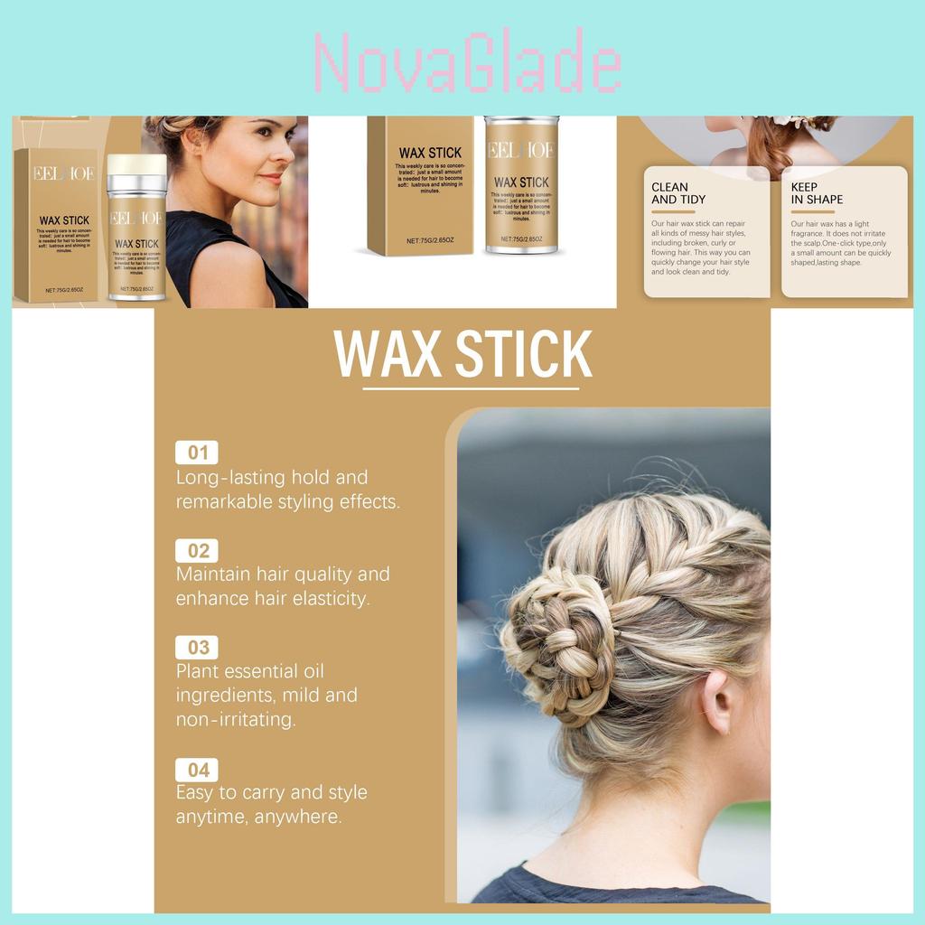 Eelhoe Hair Wax Stick Natural Shine Frizz Control Solid Styling Portable 75g