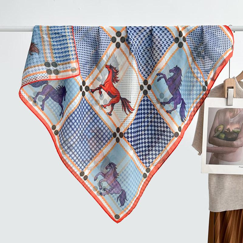 Autumn and Winter Velvet Purple Japanese Samurai 91 Large Square Scarf Women's Fashion Vacation Beach Silk Headscarf Shawl Thermal Scarf