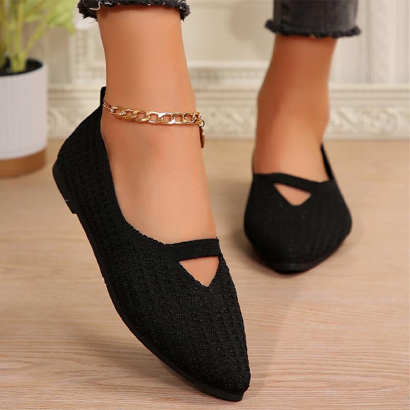 Fashion Women Knitting Shallow Pointed Toe Flats Shoes 2024 Autumn Fashion New Walking Casual Shoes Cozy Dress Travel Chaussures Femme