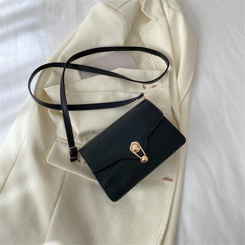 Stylish Pu Leather Crossbody Bag For Women Trendy Street Fashion Square Bag чёрный