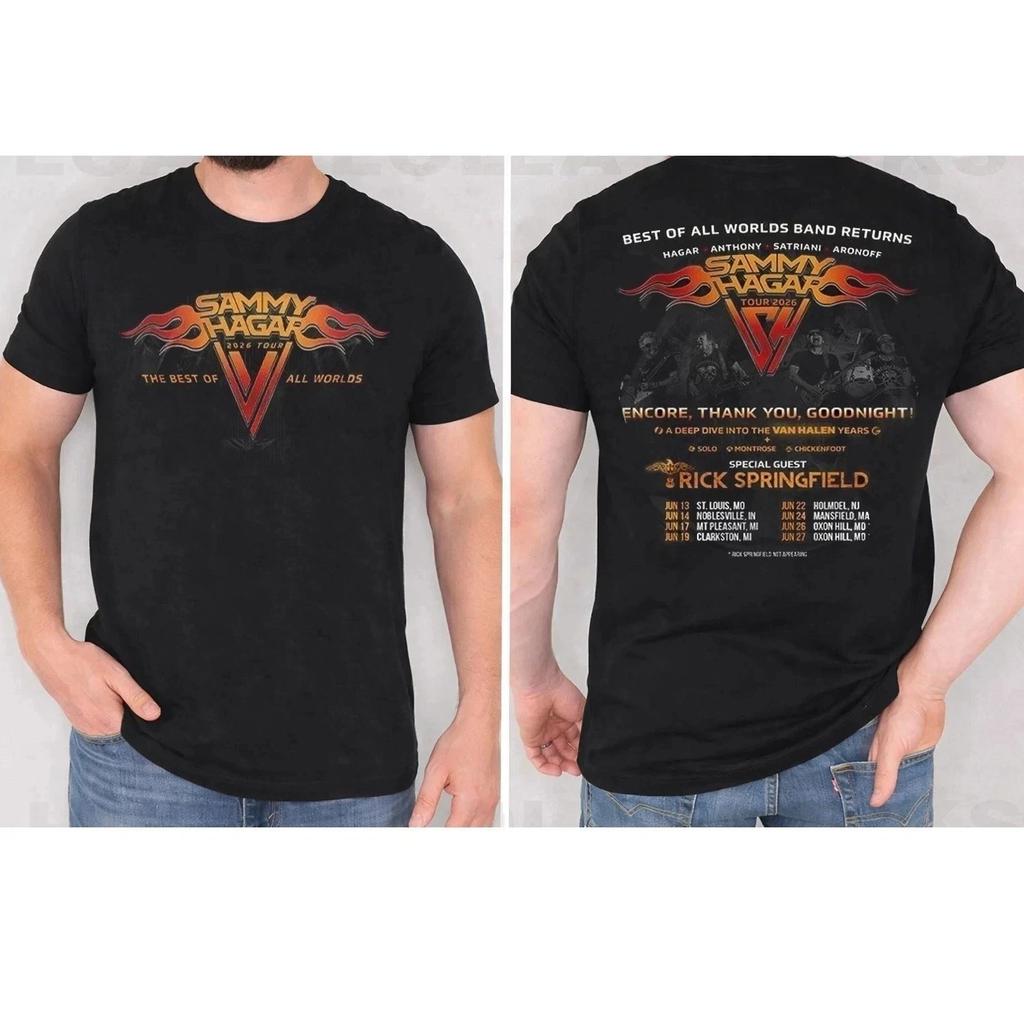 Sammy Hagar 2026 Tour Concert _Best of All Worlds_ Theme T-shirt Daily Outdoor Retro Male and Female Fan Printed T-shirt