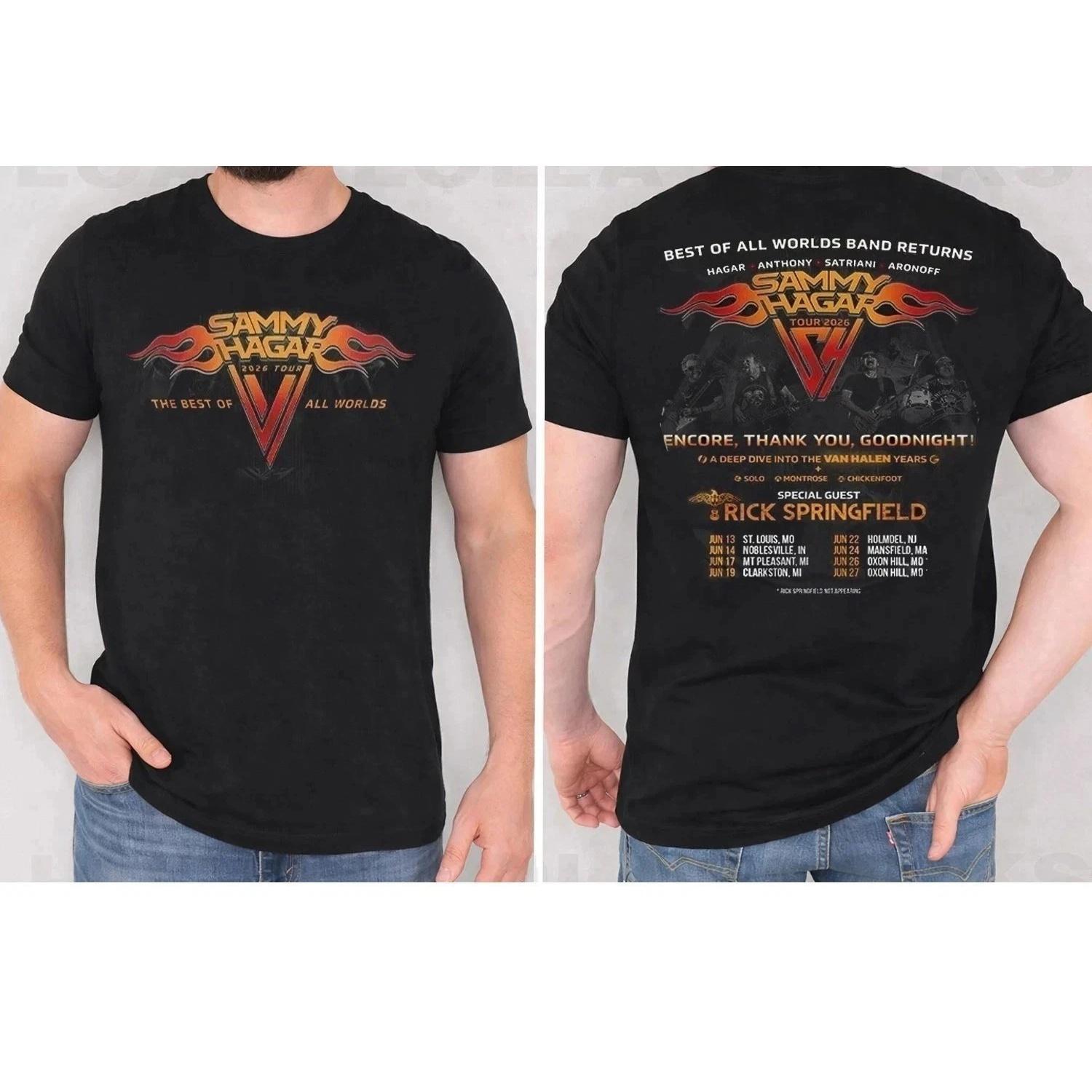 

Sammy Hagar 2026 Tour Concert _Best of All Worlds_ Theme T-shirt Daily Outdoor Retro Male and Female Fan Printed T-shirt S