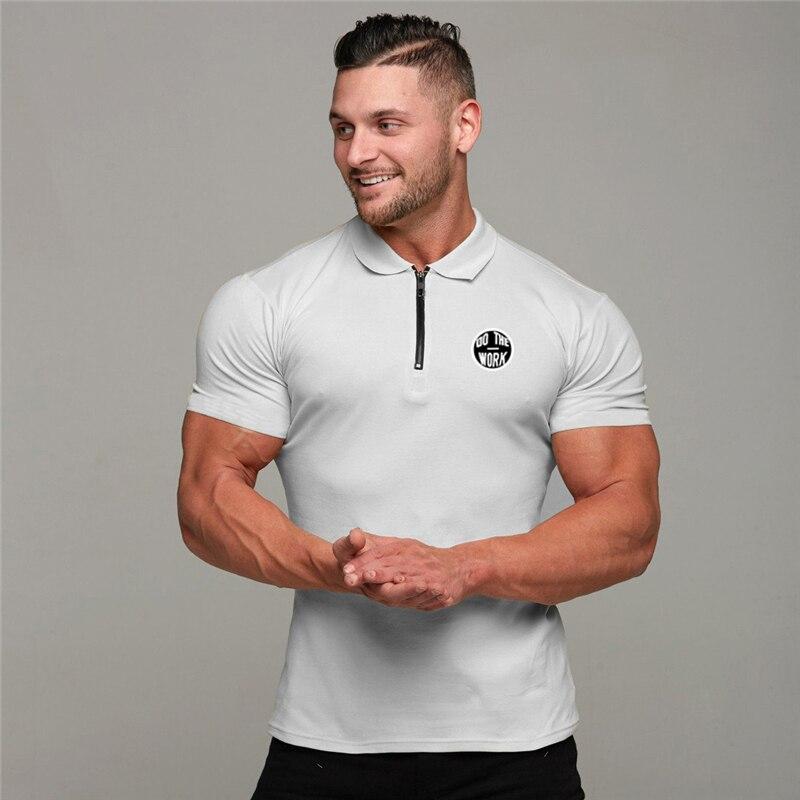 Muscleguys new England Style Fashion Cotton Fitness Polo T-Shirt comfortable Zip Polo Tees Brand soft Short Sleeve Gym Bodybuilding Clothing