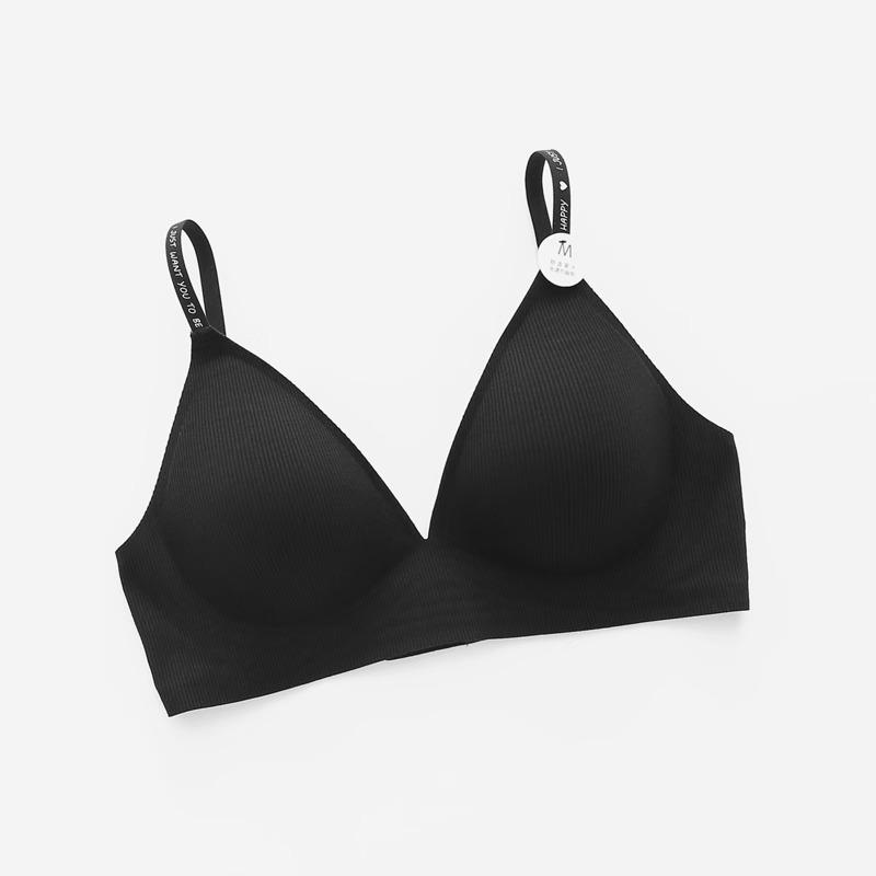 

Japanese lazy wind without steel ring text gathering simple deep V letter seamless soft support Xl (80c/85ab recommended) чорний