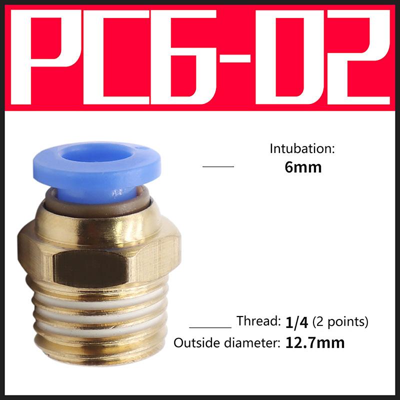 1Pc Pneumatic Air Connector Fitting Pc 4/6/8/10/12/14/16Mm Thread 1/4" 1/8" 3/8" 1/2" 3/4"Hose Fittings Pipe Quick Connectors