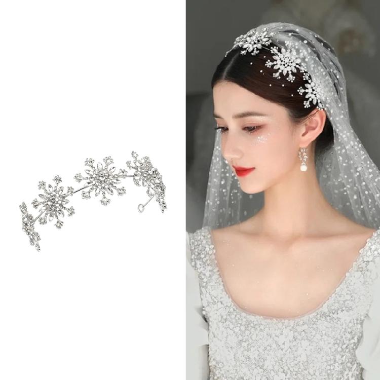 Rhinestones Snowflake Wedding Bride Hairband Crowns Headwear Styling Accessory For Bride Outdoor Indoor Ceremonies Event