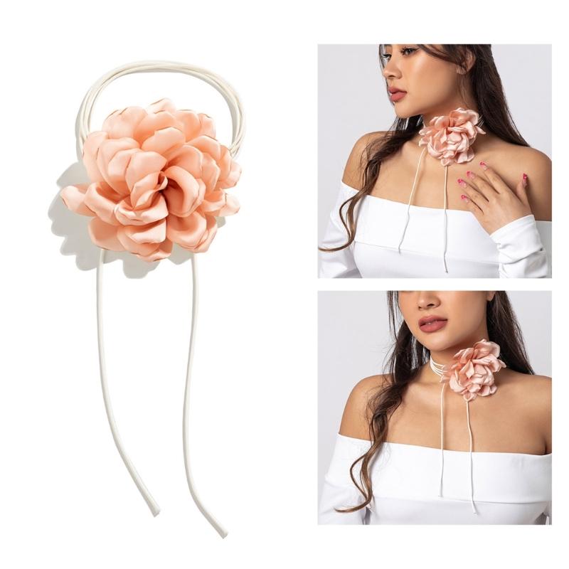 Elegant Rose Flower Clavicle Chain All-matched Necklace Women Bridal Adjustable Choker Mariage Jewelry Y2K Accessories