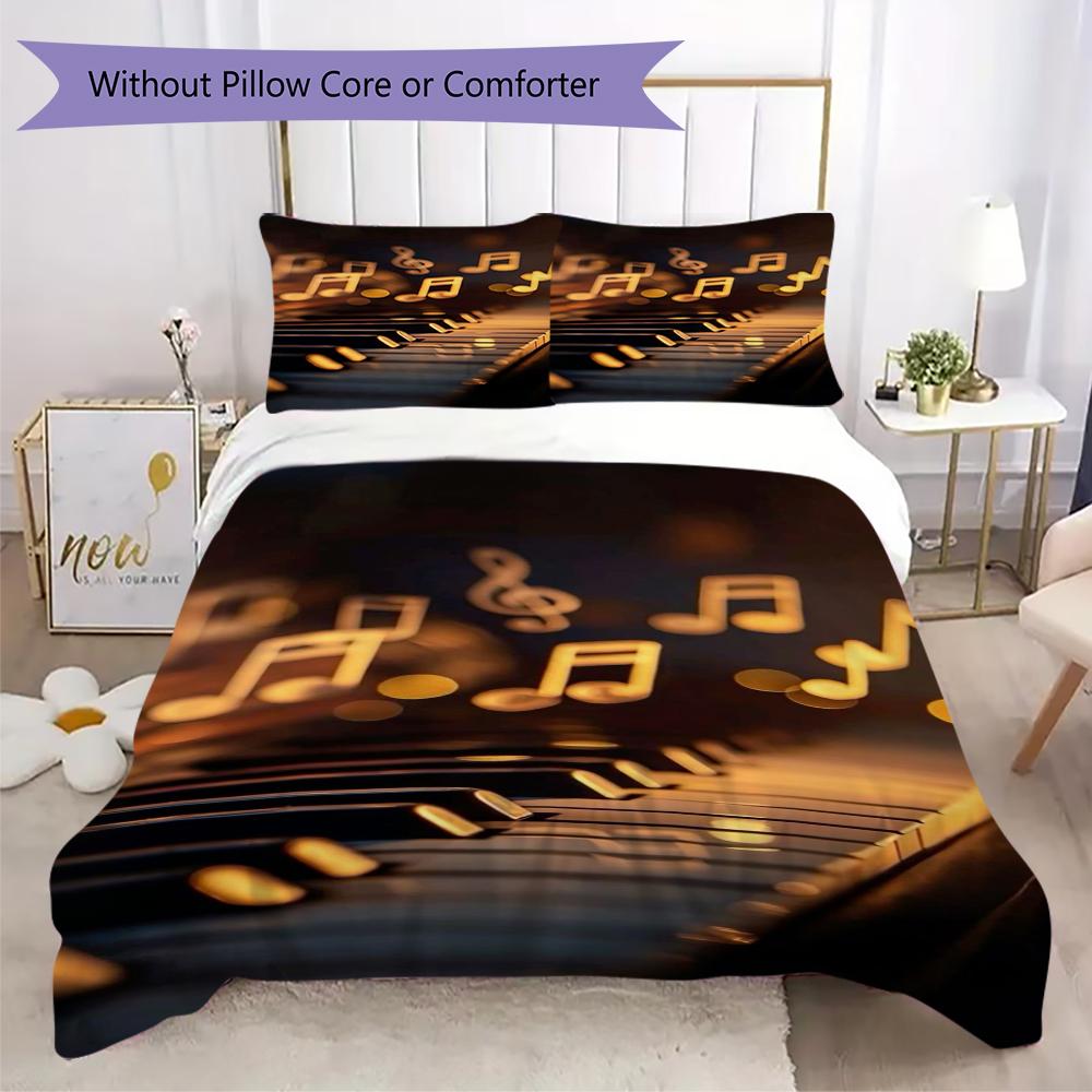 

1PC Piano keys music Theme Bedding Quilt Set Quilt Cover Pillowcase Home Decoration Birthday Gift (1 * duvet cover + 2 * pillowcase, without core)A8 135x200cm