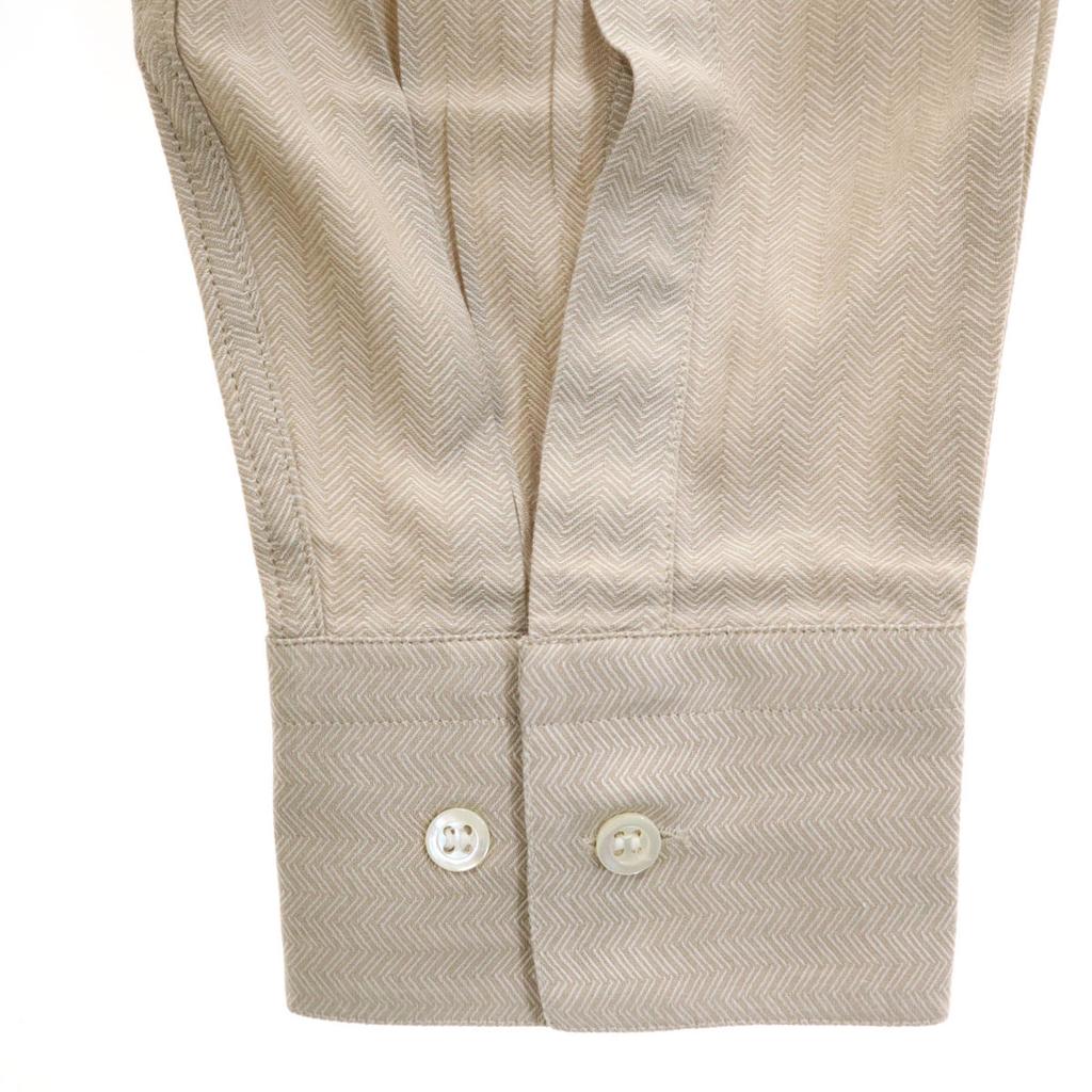 Salvatore Ferragamo Made In Italy Herringbone Pattern Long Sleeve Cotton Shirt Men's Used