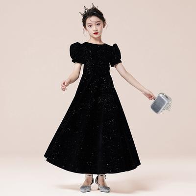 Girls Princess Dress Birthday Black Catwalk Piano Host Performance Costume One-year-old Dress Skirt