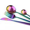 1Pc Stainless Steel Fork Knife Spoon Teaspoon Cutlery Rainbow Dinnerware Tableware Dinner Set Travel Silverware