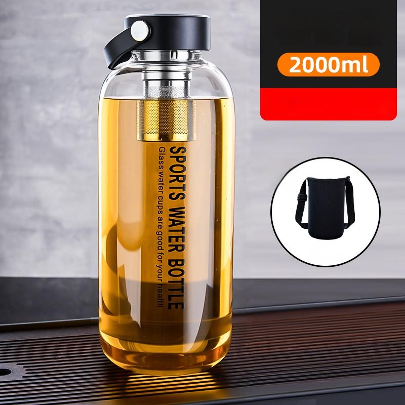 GIANXI Transparent Glass Cup With Lid Household And Kitchen Portable Coffee Cup 2000ML High-Capacity Filterate Water Bottle
