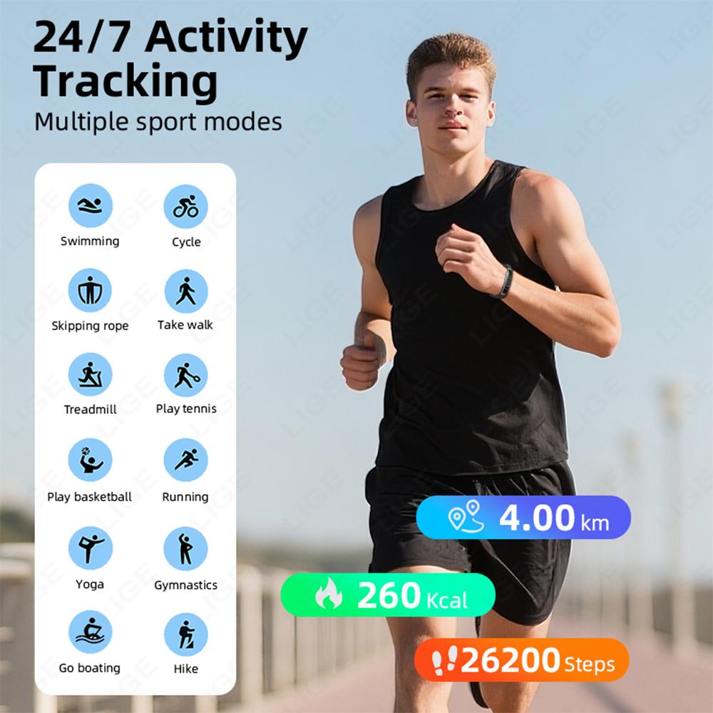 LIGE Nuovo Braccialetto Intelligente Sport, Fitness e Rilevamento Salute Impermeabile Bluetooth Smart Bracelet