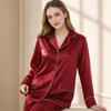 100 Mulberry Silk Pajamas Women's Light Luxury Silk Loungewear High-end Long-sleeved Trousers Set Spring and Autumn Two-piece Set