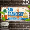 HD Tin Sign Vintage San Francisco Golden Gate City License Plate Metal Wall Art Retro Golden Gate Bridge Cable Car Decor for B
