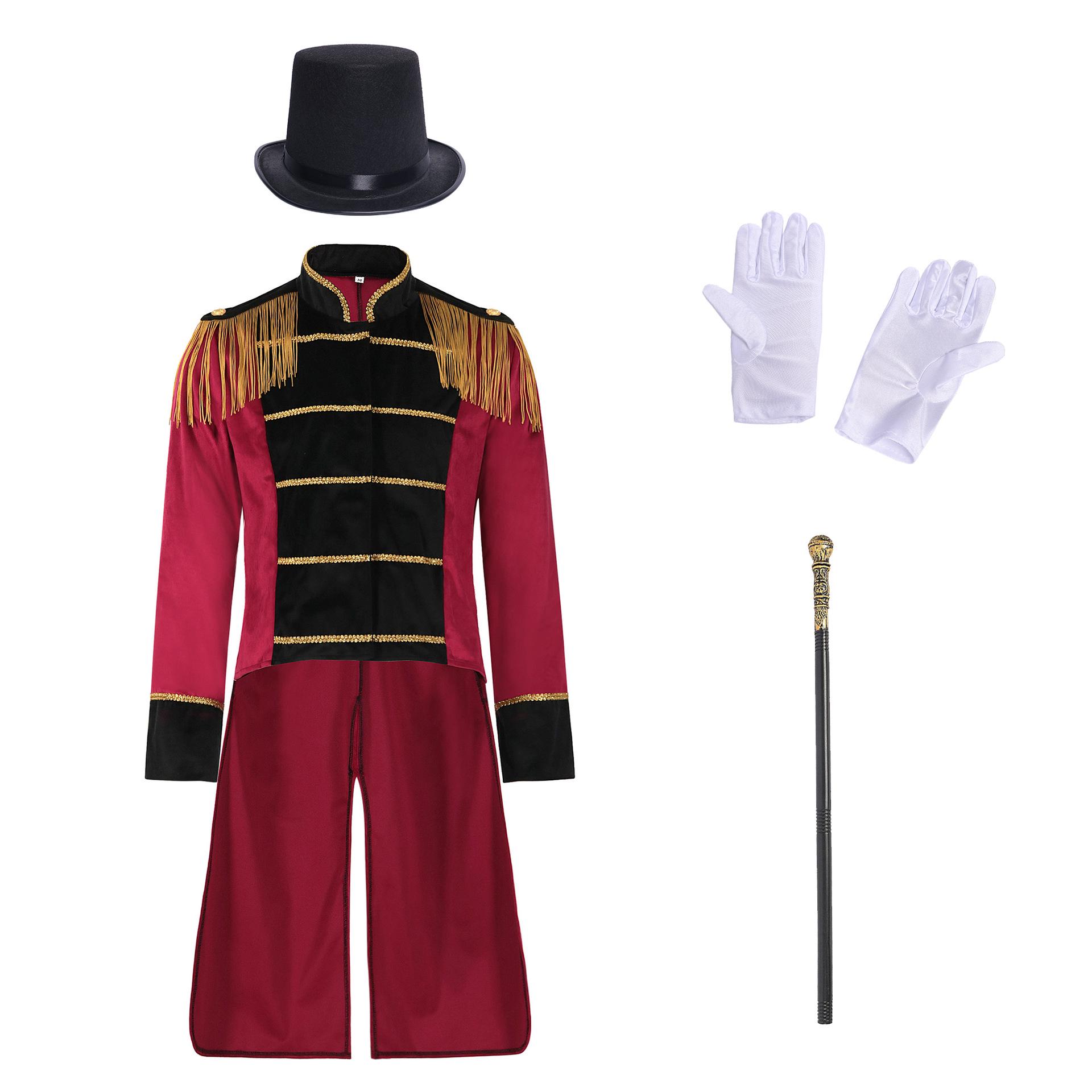 

Medieval Men s Stand-up Collar Costume: Vintage Punk Military Drummer Outfit One Size