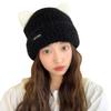 New Autumn and Winter Cute Cat Ear Knitted Hat for Women In Winter Warm Ear Protection Wool Hat Showing Face Small Pullover Hat Trendy