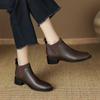 Fashion NEW Autumn Women Boots Round Toe Chunky Heel Shoes Split Leather Shoes for Women Casual Slip-on Ankle Boots Black Handmade Boots