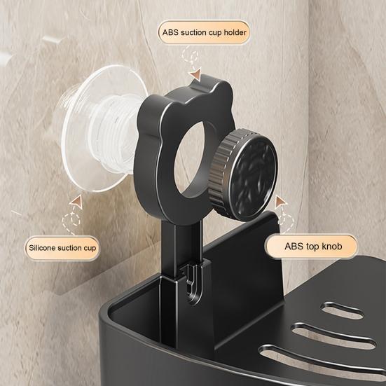 Triangel Sugpropp Hörnhylla Hörnduschkorg Utan Borrning Badrumsförvaringshylla med Dräneringshål för Toalettartiklar och Köksburkar