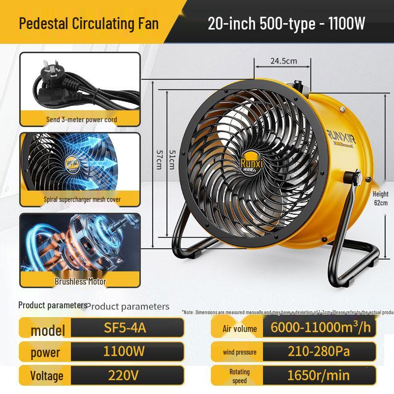 Ventilador de Piso Axial Industrial de Alto Rendimiento para una Circulación de Aire Óptima