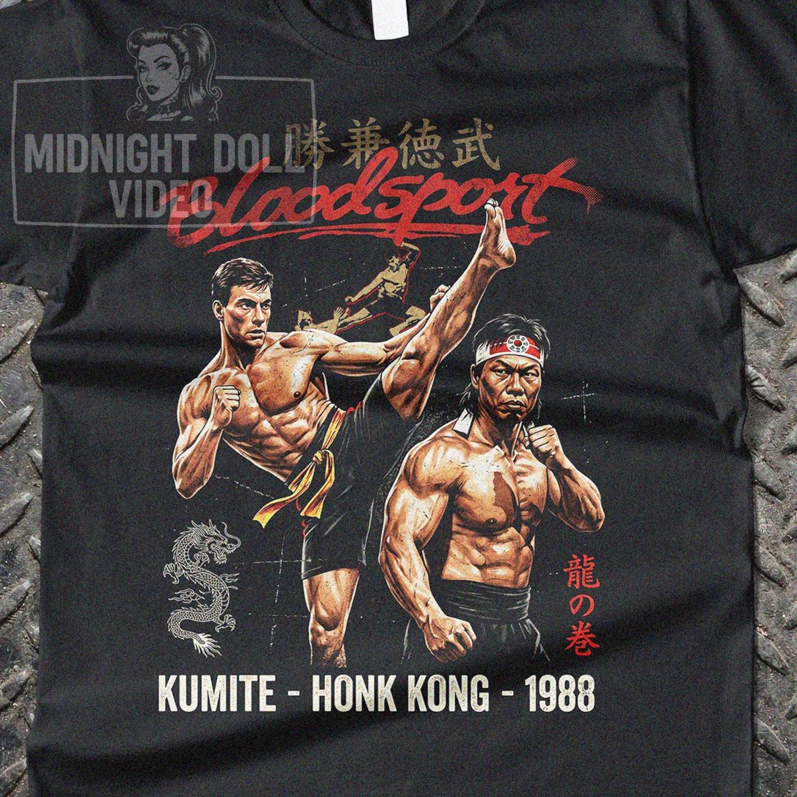 Bloodsport (1988) Jean-Claude Van Damme Vintage T-Shirt - Kumite Hong Kong Retro Movie Tee S