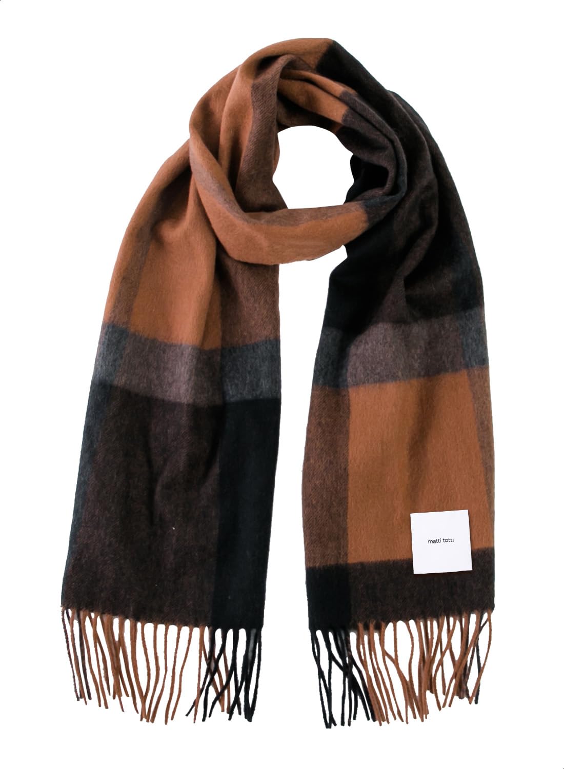 

Matti Totti Brown x Black Cashmere Checked Size Cashmere Scarf, Large, Thick, Pattern, Women s, 100, Long, Reversible, Scarf, Gift, B0011B-13
