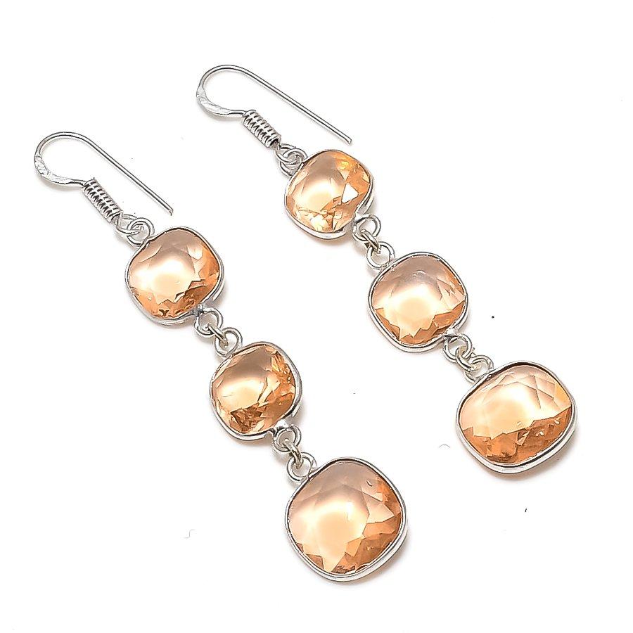 

Подарочные серьги ручной работы из стерлингового серебра 925 пробы с натуральным морганитом 2,60 дюйма M6c01