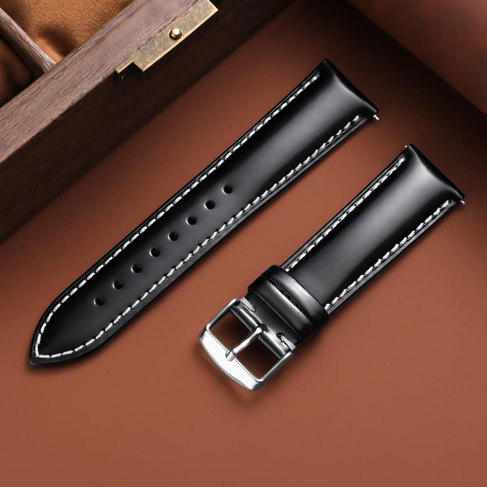 Glossy Oil Wax Leather Watch Strap for Men 18mm 19mm 20mm 21mm 22mm Universal Watch Band Brown Wristband Quick Release Bracelets