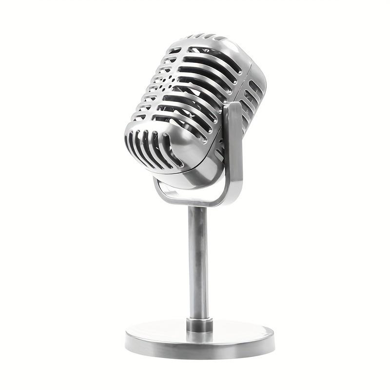 

Simulation Props Retro Microphone Classic Dynamic Vocal Mic Vintage Style Mic For Home Deracation Small Ornaments Dropshipping серебряный
