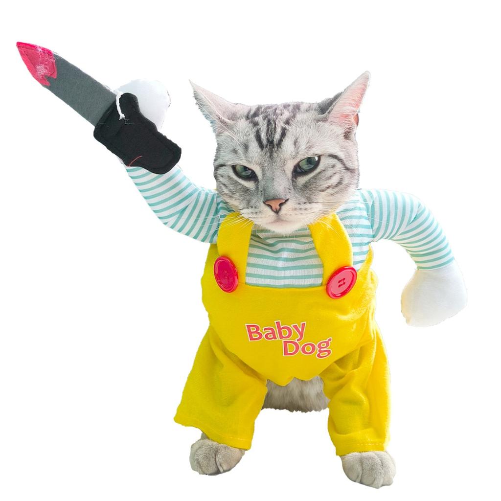 1pcs Halloween Dagger Pet Transformation Dress Festival Funny Knife Holding Dog Clothes Cat Standing Dress Pet Dress Up