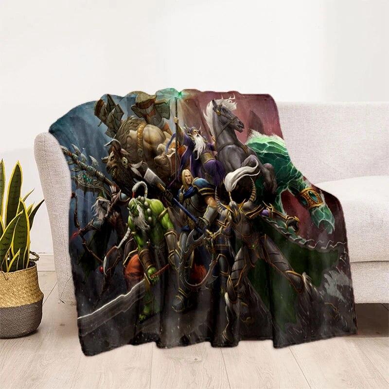 World of Warcraft Pattern Oversized Manta Sofa Bed Cover Soft and Hairy Blanket Plaid Soft Warm Flannel Throw Blankets Fans Gift