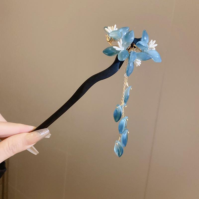 New Chinese Style Butterfly Flower Bead Tassel Hairpin, Chinese Style High-End Hairpin, Hanfu Versatile Hairpin, Hair Accessory for Women