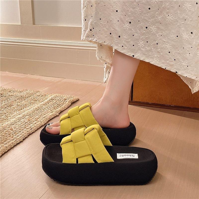 Two-In-One And A Half Slippers Temperament Fashionable Outer Wear Season Thick Bottom Super Soft Leopard Print One-Word Drag Girl