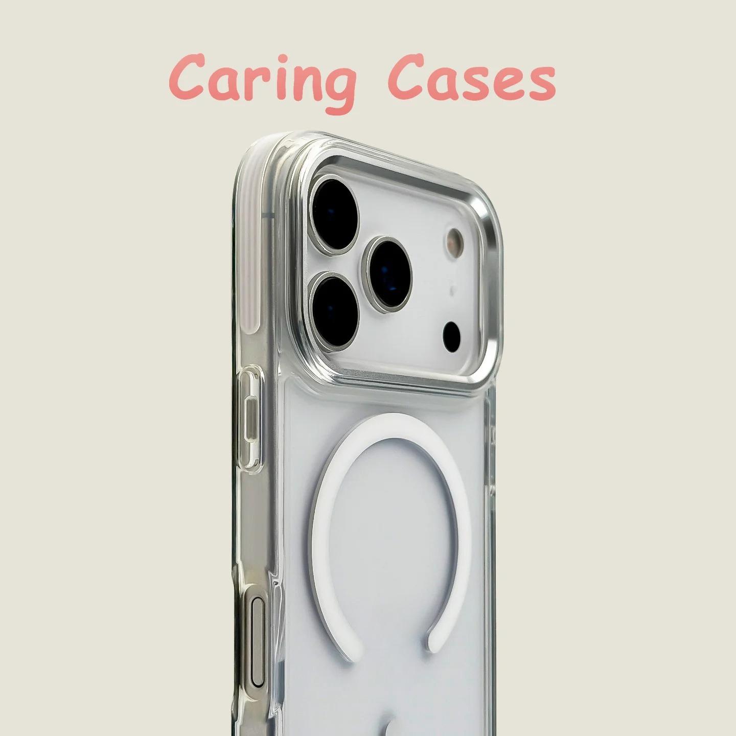 

For iPhone 17 Pro Max Case Orange Magnetic Clear Acrylic Metal Frame Compatible with iPhone 16 15 14 13 12 11 iPhone 11 Pro білий