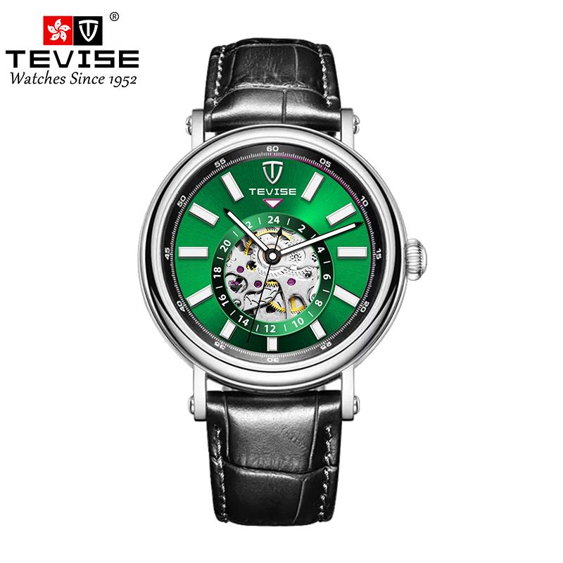 

TEVISE Luxury Man Watch Tourbillon Date Week Stainless Steel Men Watch Waterproof Automatic Mechanical Military Men s Watches зелений